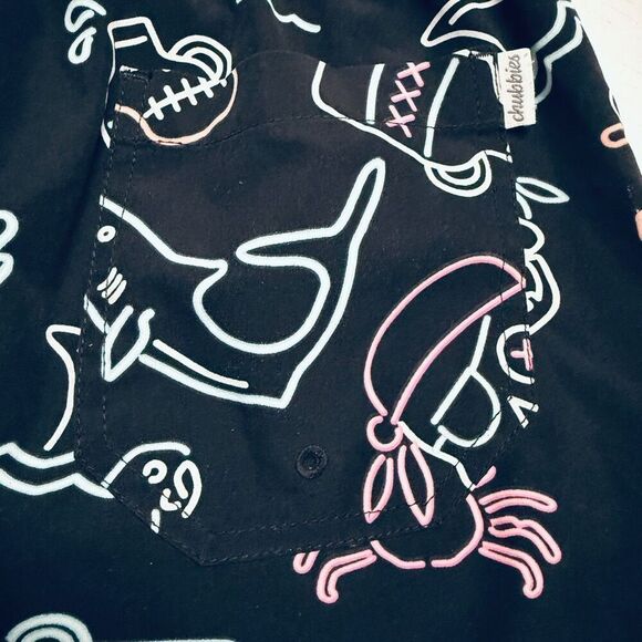Chubbies Swim Shorts Trunks Size Medium Neon Lights Pirate Anchor Shark Lined 3" - Picture 3 of 6